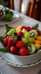 Bright Assortment of Fresh Fruit in a Decorative Bowl Healthy Eating Plate Colorful Display Delicious Dessert Gourmet Refreshment