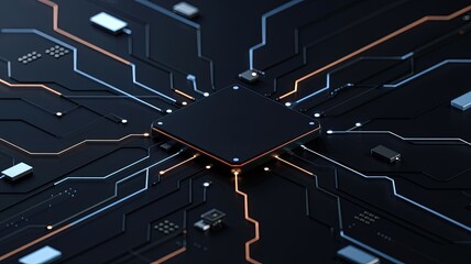 Single Microprocessor Unit with Glowing Circuit Paths
