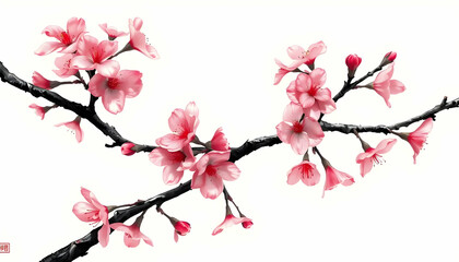 Delicate Spring Branch with Pink Flowers