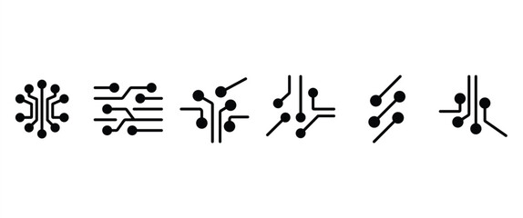 Flat Circuit board icon set. Electronic components flat icons set. This set includes electronic components icons in transparent background in vector.	
