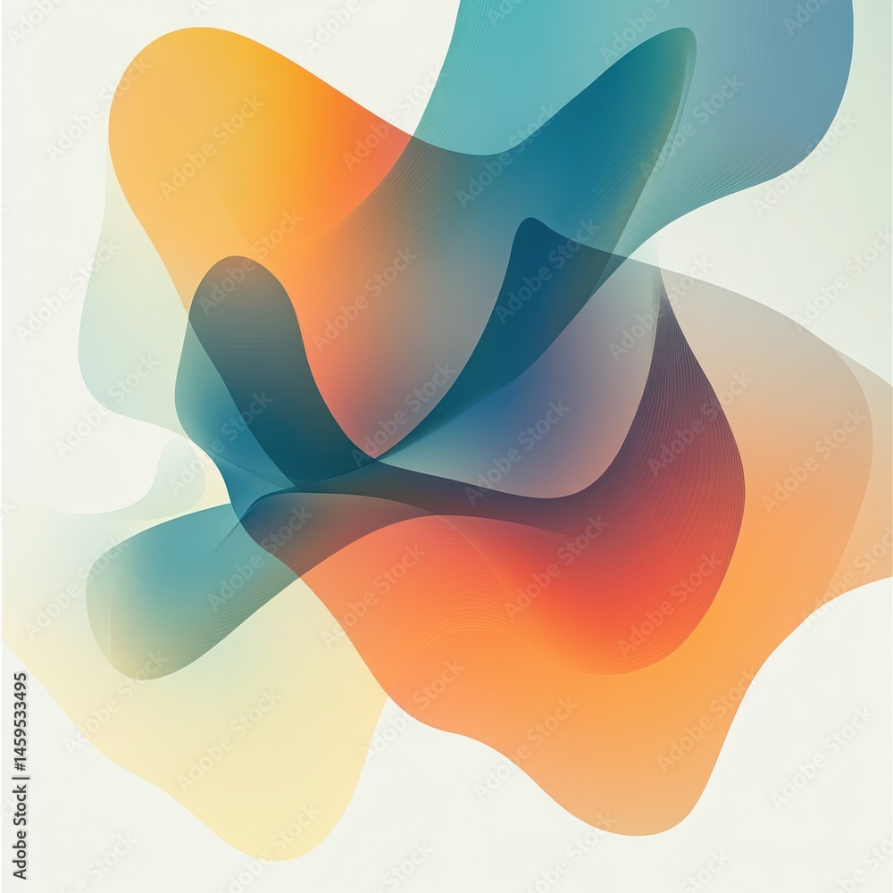 Poster organic curves and smooth color gradients in an abstract minimal design.