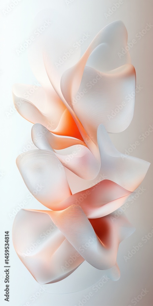 Poster minimalist abstract shapes featuring gentle gradients and hazy organic forms.