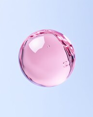 A pink sphere against a blue gradient background with light reflections
