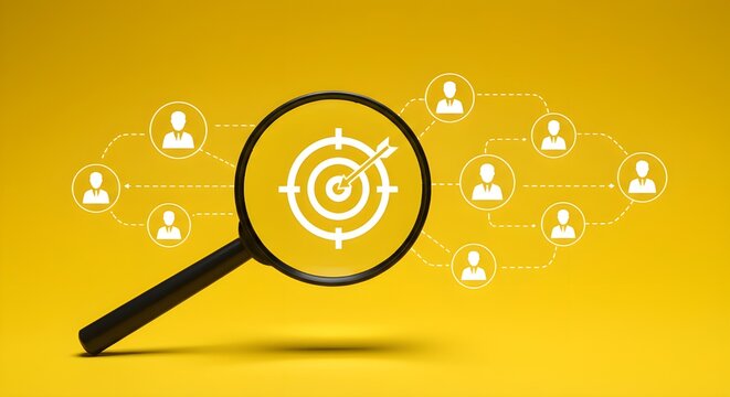 Ilustraci&oacute;n del concepto de marketing objetivo y enfoque en el cliente