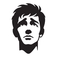 Expressive Begging Face silhouette, pleading and intense – Begging Face illustration – Minimalist Begging Face vector – Begging Silhouette

