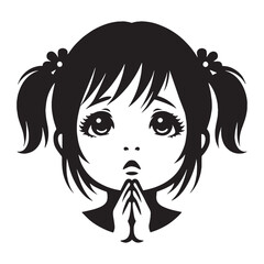 Poignant Begging Face silhouette with emotional depth – Begging Face illustration – Minimalist Begging Face vector – Begging Silhouette


