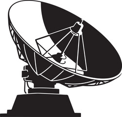 Large satellite dish antenna silhouette icon vector illustration