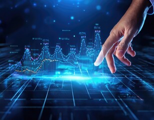Growth graphs in digital data visualization showcasing futuristic technology and analysis. Generated with AI