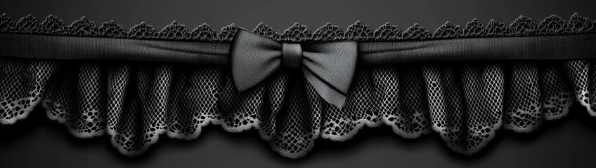 Dark lace trim with a bow
