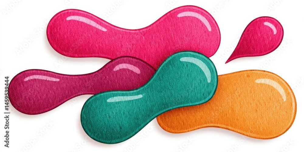 Poster colorful abstract paint blobs in vibrant shapes reflecting light and evoking creativity capturing ar