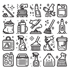 editable vector clip art collection of cleaning elements