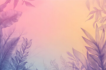 Abstract illustration featuring stylized leaves with a gradient background of pink and yellow.