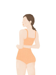 Fototapeta premium beautiful elegant trendy Asian millennial woman posing in swimming suit bikini on transparent background png body positivity spring summer beach fashion swimwear women's day mother's day