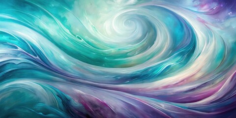 Fototapeta premium Abstract Whirlwind of Teal, Lavender, and White Hues A Serene and Evocative Artistic Composition