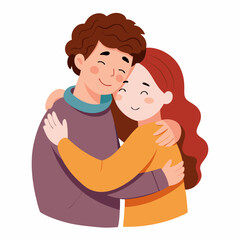  A warm embrace vector illustration on white background