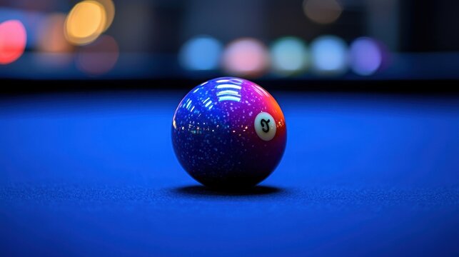 Pool ball number eight on a table
