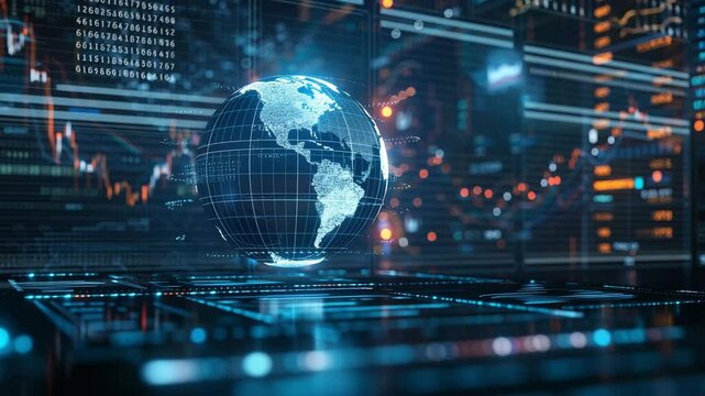 Exploring the intersection of technology and global data visualization in a futuristic environment
