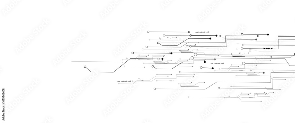 Poster abstract grey circuit line technology pattern on white background, futuristic vector illustration of
