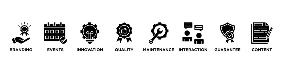 Customer Engagement banner web icon vector illustration concept with icon of branding, events, innovation, quality, maintenance, interaction, guarantee, content	

