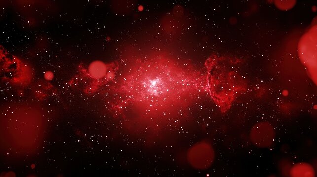 Cosmic nebula red space background with stars and dust