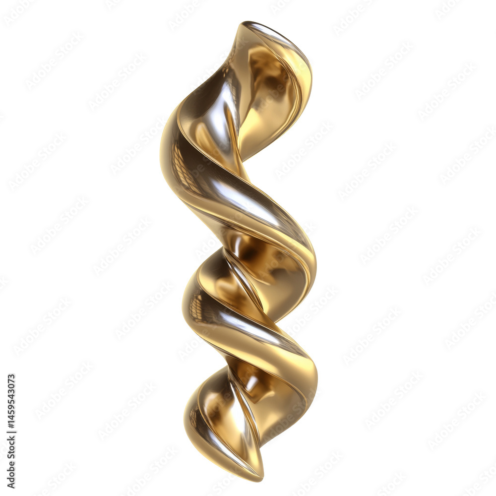 Poster elegant golden helix shape on a clean white backdrop, art and design element