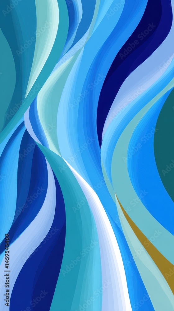 Poster abstract fluid pattern featuring shades of blue and teal creating a dynamic and vibrant design with 