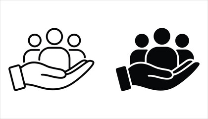 Support and Care: Hand Holding People Icon for Community and Help
