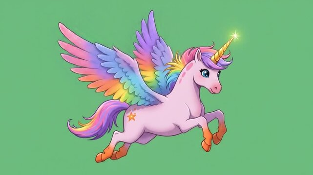 Colorful winged unicorn illustration