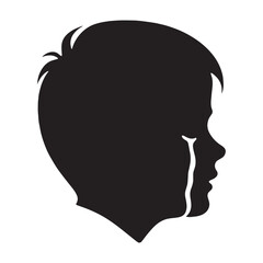 Intense Crying Face silhouette with tears of sorrow – Crying Face illustration – Minimalist Crying Face vector – Crying Silhouette

