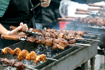 Grilled Meat Skewers Street Food