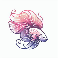 Naklejka premium Pastel Betta Fish with Flowing Fins in Soft Gradient Style