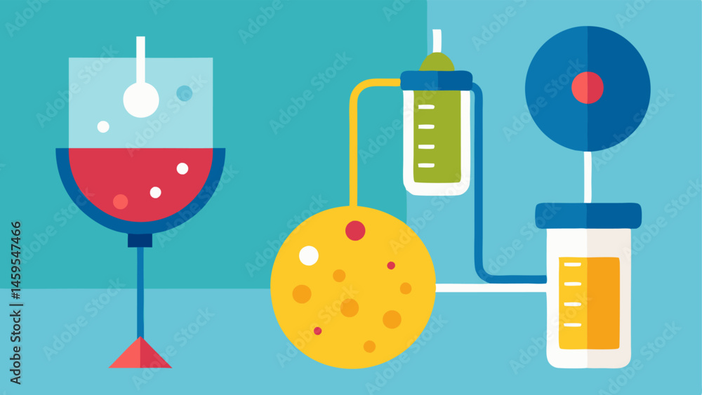 Poster infusion process a detailed vector showing exosomes being extracted from a source depicted abstractl