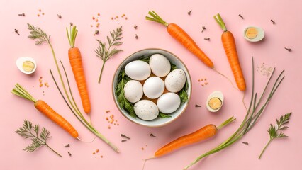 easter eggs on a green background