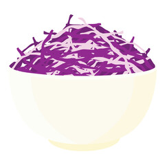 Bowl with shredded cabbage isolated on white background