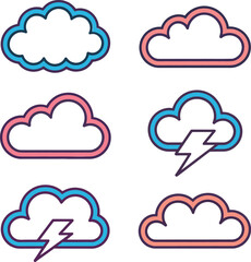 Colorful vector illustration of cloud and weather elements for design projects and educational resources