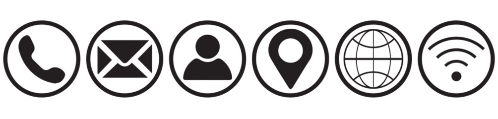 Web icon set. Website set icon vector. for computer and mobile. Business card icons. Contact us line icons. Communication information icon symbol, sign . Editable stroke. Vector illustration