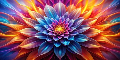 Vibrant Abstract Floral Design with Swirling Petals in a Spectrum of Hues