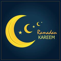 Golden Crescent Moon Art. Vector