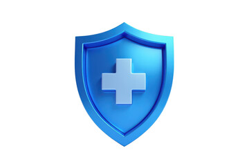 Fototapeta premium 3D Medical Shield Icon Healthcare Protection Symbol on Transparent Background
