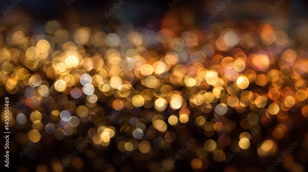 Poster iridescent bokeh cascade: an abstract composition of soft golden light orbs