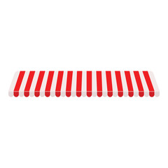 Vector illustration red and white striped shop canopy, store window awning