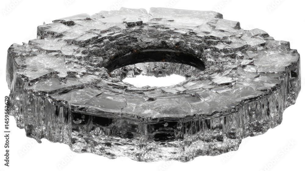 Poster frozen crystal formation: a macro view captures the mesmerizing patterns of a frozen crystal structu