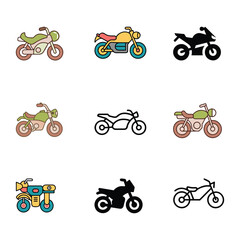 Naklejka premium Set of motorbike icon vector illustration on white background.