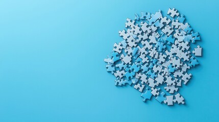 Fototapeta premium A thought bubble filled with interlocking puzzle pieces, representing synthesis and logical organization
