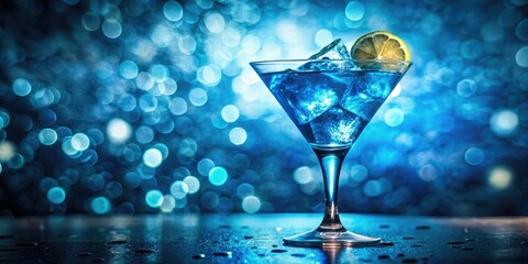 Blue Lagoon Cocktail, Classic Blue Drink Photography, 2020 Color Trend, Vibrant Blue Cocktail Portrait