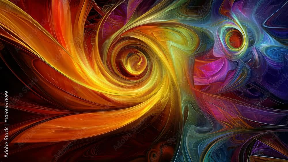 Poster vibrant and colorful swirl of abstract patterns creating a mesmerizing visual experience of motion