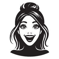 Brightly lit Excited Face silhouette with clear expression – Excited Face illustration – Minimalist Excited Face vector – Excited Silhouette

