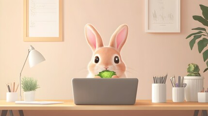 A rabbit is eating lettuce in a city