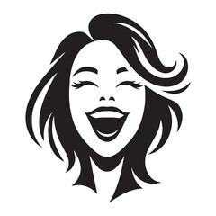Enthusiastic Excited Face silhouette, full of energy – Excited Face illustration – Minimalist Excited Face vector – Excited Silhouette

