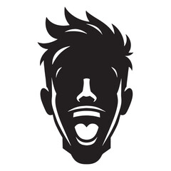 Radiant energy in Excited Face silhouette – Excited Face illustration – Minimalist Excited Face vector – Excited Silhouette

